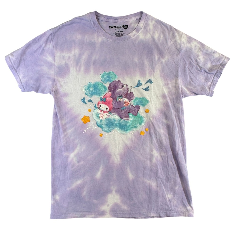 Sanrio Hello Kitty Friends My Melody Care Bears Tie Dye T-Shirt Purple Medium
